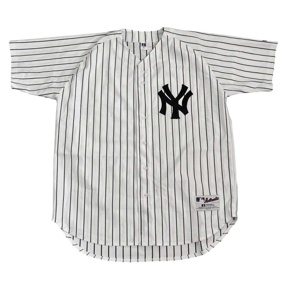 Vintage Russell Athletic New York Yankees Jersey #25 Pinstripe White Blue